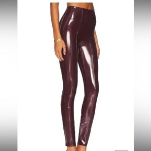 Spanx Faux Patent Leather Leggings - Ruby Red - Size Medium